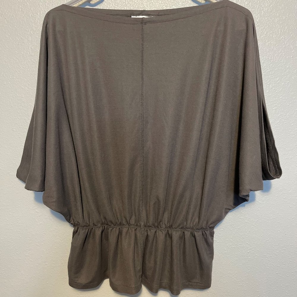 Prolouge, medium grey blouse.